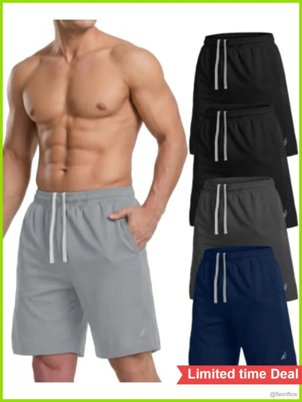 5 Pack Men's Athletic Shorts with Pockets, Quick Dry Running Shorts,